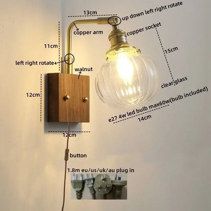 Modern etched glass copper led wall lights bedroom sconce