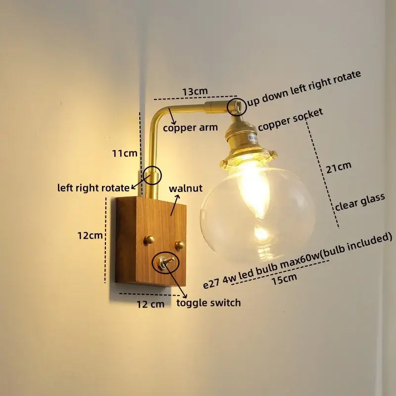 Modern etched glass copper led wall lights bedroom sconce