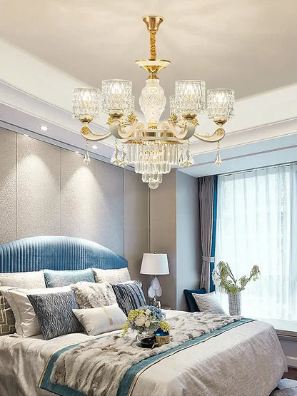 Modern european gold crystal ceiling chandelier living room