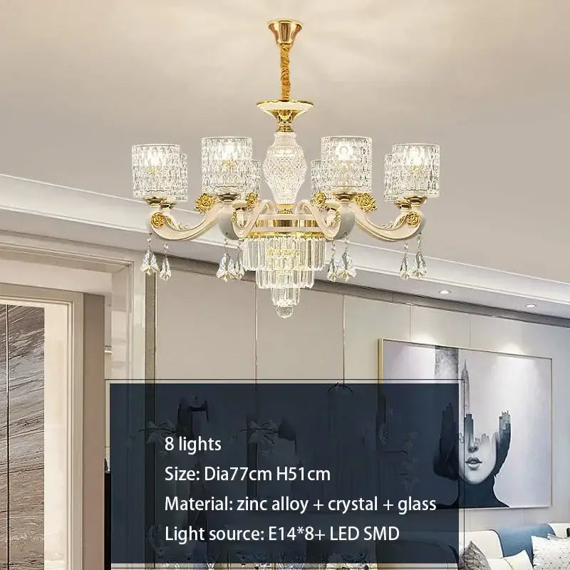 Modern european gold crystal ceiling chandelier living room