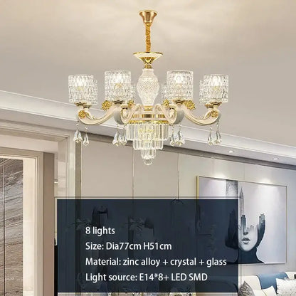 Modern european gold crystal ceiling chandelier living room
