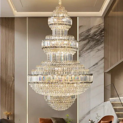 Modern european gold crystal villa chandelier hotel lobby pendant light
