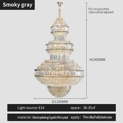 Modern european gold crystal villa chandelier hotel lobby pendant light