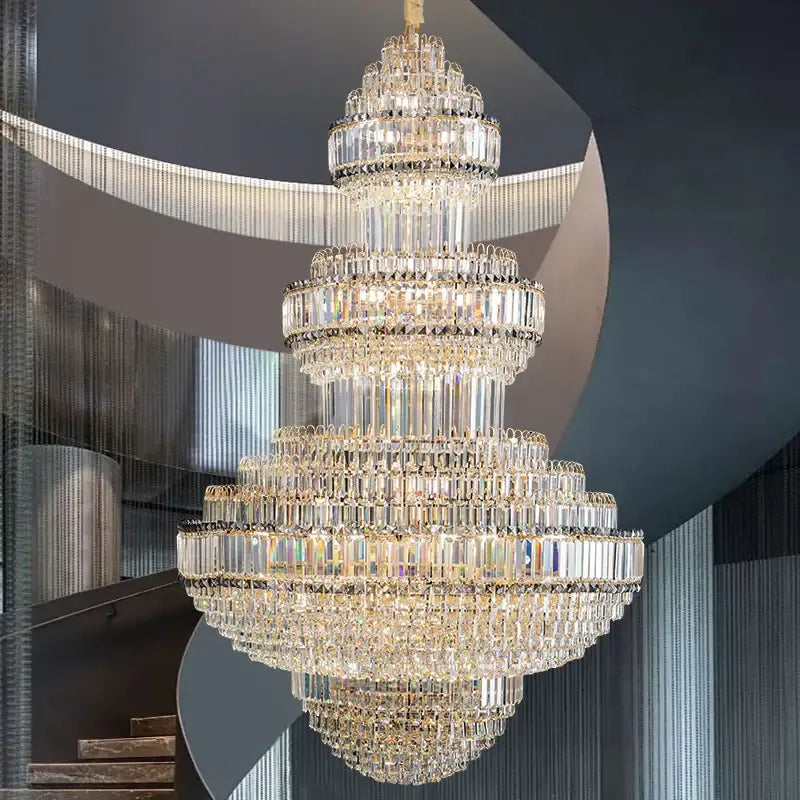 Modern european gold crystal villa chandelier hotel lobby pendant light