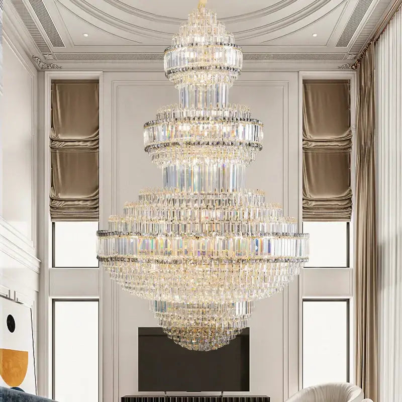 Modern european gold crystal villa chandelier hotel lobby pendant light