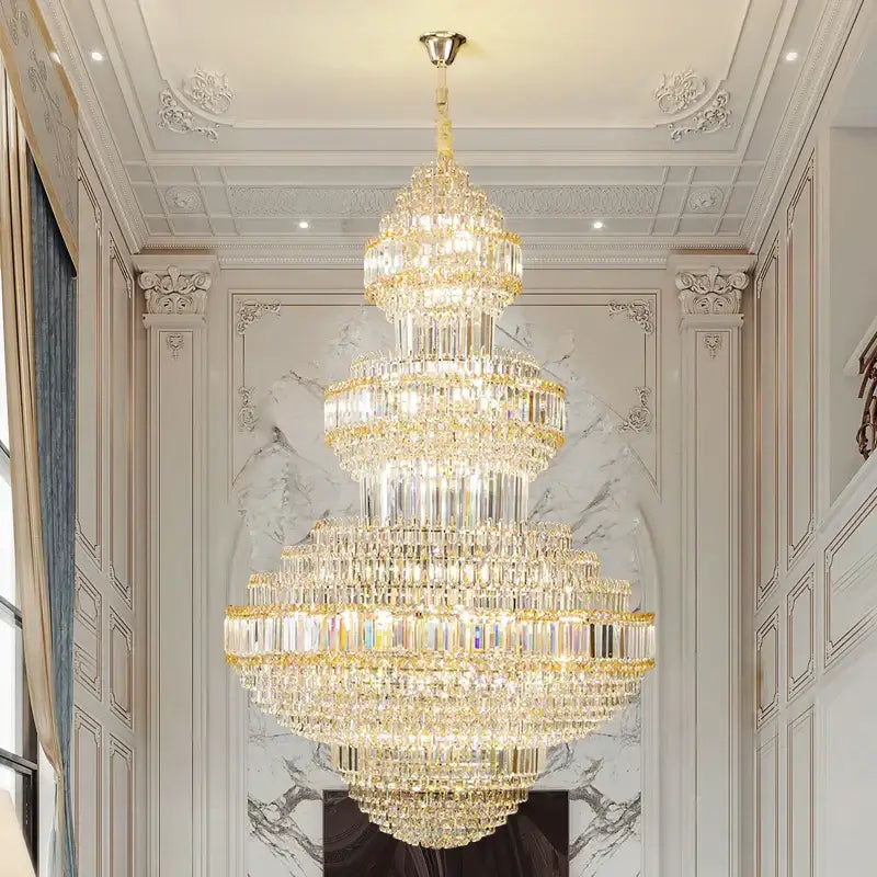 Modern european gold crystal villa chandelier hotel lobby pendant light