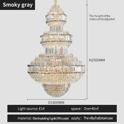 Modern european gold crystal villa chandelier hotel lobby pendant light