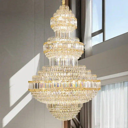 Modern european gold crystal villa chandelier hotel lobby pendant light