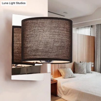 DecorBites™ Modern Fabric Drum Wall Mount 1 Light Sconce in Black/White