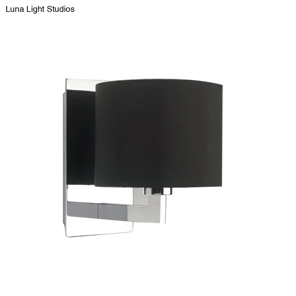 DecorBites™ Modern Fabric Drum Wall Mount 1 Light Sconce in Black/White