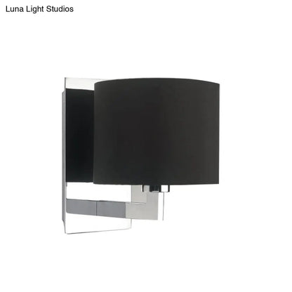 DecorBites™ Modern Fabric Drum Wall Mount 1 Light Sconce in Black/White