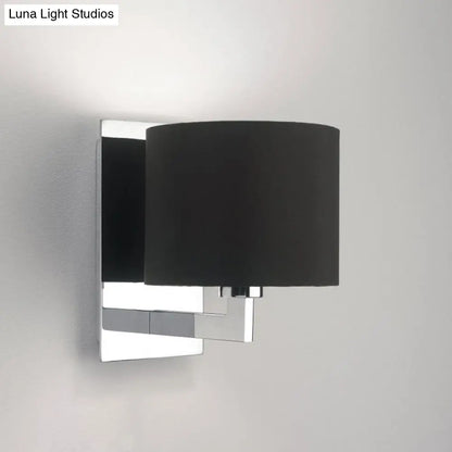 DecorBites™ Modern Fabric Drum Wall Mount 1 Light Sconce in Black/White