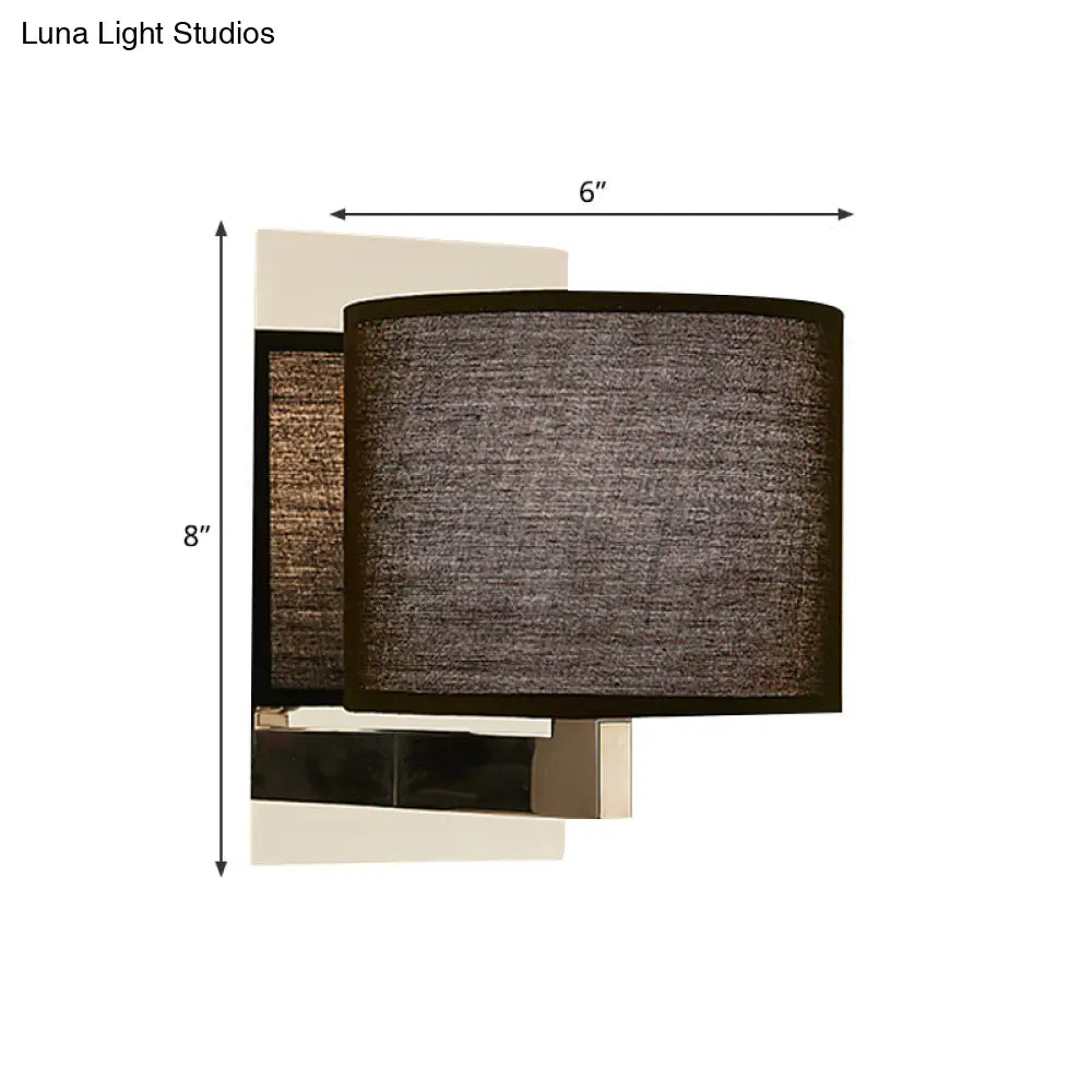 DecorBites™ Modern Fabric LED Drum Wall Sconce for Bedside - White/Black