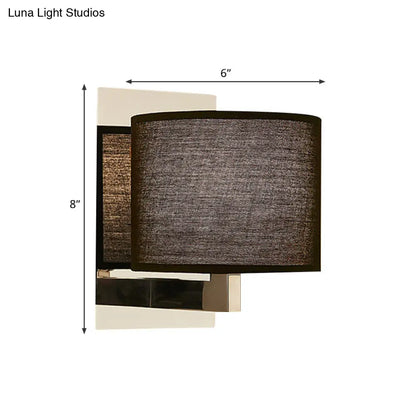 DecorBites™ Modern Fabric LED Drum Wall Sconce for Bedside - White/Black