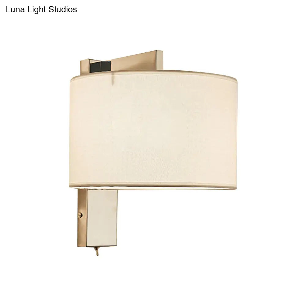 DecorBites™ Modern Fabric LED Drum Wall Sconce for Bedside - White/Black