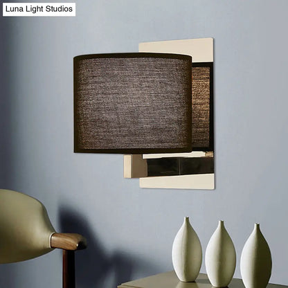 DecorBites™ Modern Fabric LED Drum Wall Sconce for Bedside - White/Black