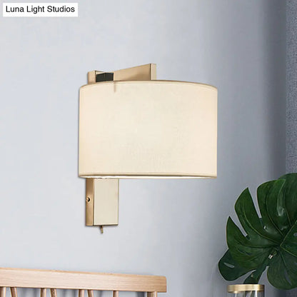 DecorBites™ Modern Fabric LED Drum Wall Sconce for Bedside - White/Black