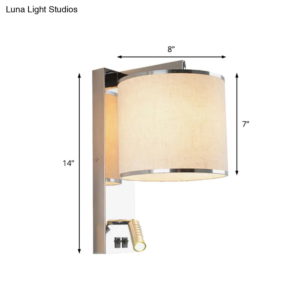 DecorBites™ Modern Fabric LED Wall Sconce Light in Chrome for Living Room