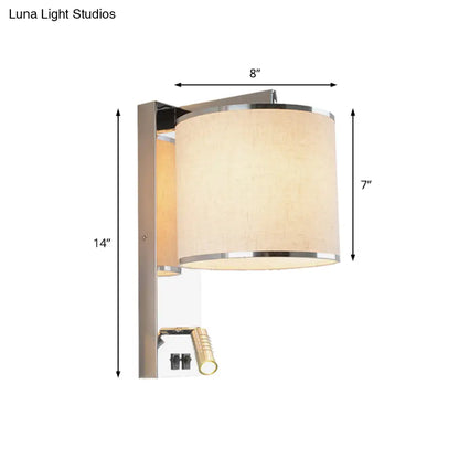 DecorBites™ Modern Fabric LED Wall Sconce Light in Chrome for Living Room