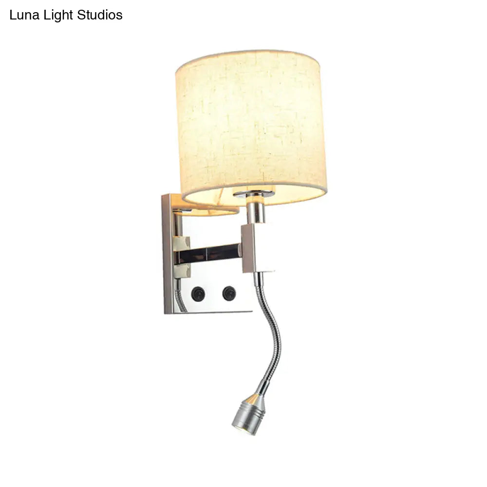 DecorBites™ Modern Fabric LED Wall Sconce Light in Chrome for Living Room