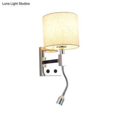 DecorBites™ Modern Fabric LED Wall Sconce Light in Chrome for Living Room