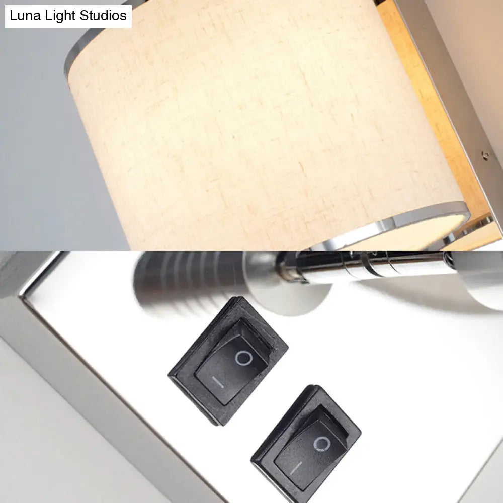 DecorBites™ Modern Fabric LED Wall Sconce Light in Chrome for Living Room