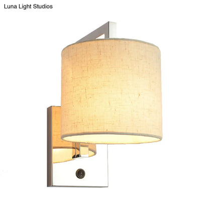 DecorBites™ Modern Fabric LED Wall Sconce Light in Chrome for Living Room