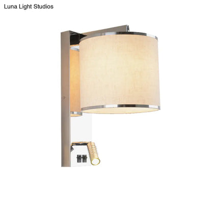 DecorBites™ Modern Fabric LED Wall Sconce Light in Chrome for Living Room