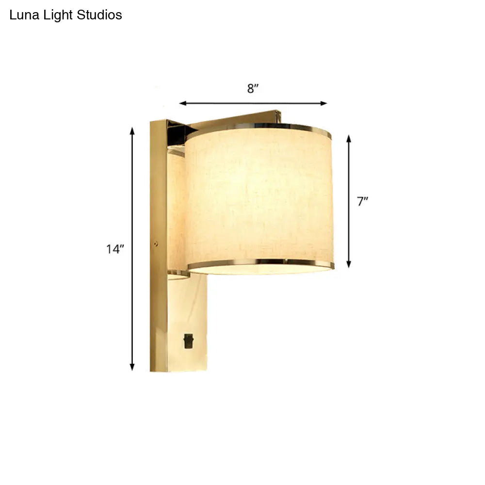 DecorBites™ Modern Fabric LED Wall Sconce Light in Chrome for Living Room