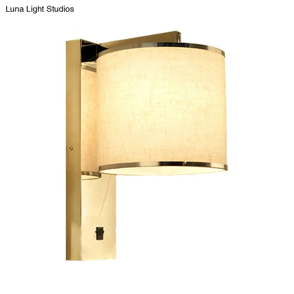 DecorBites™ Modern Fabric LED Wall Sconce Light in Chrome for Living Room