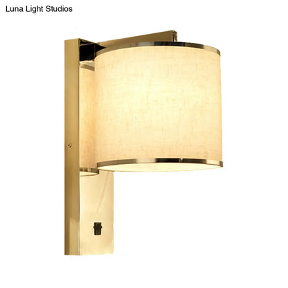 DecorBites™ Modern Fabric LED Wall Sconce Light in Chrome for Living Room