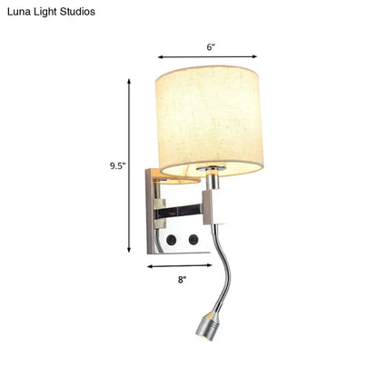 DecorBites™ Modern Fabric LED Wall Sconce Light in Chrome for Living Room