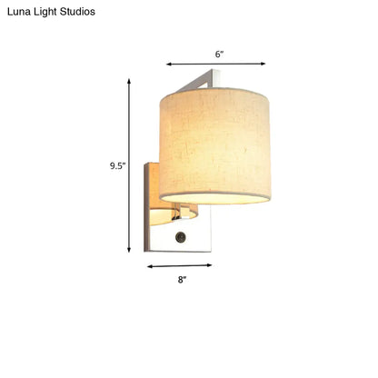 DecorBites™ Modern Fabric LED Wall Sconce Light in Chrome for Living Room