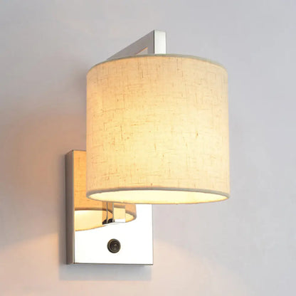 DecorBites™ Modern Fabric LED Wall Sconce Light in Chrome for Living Room