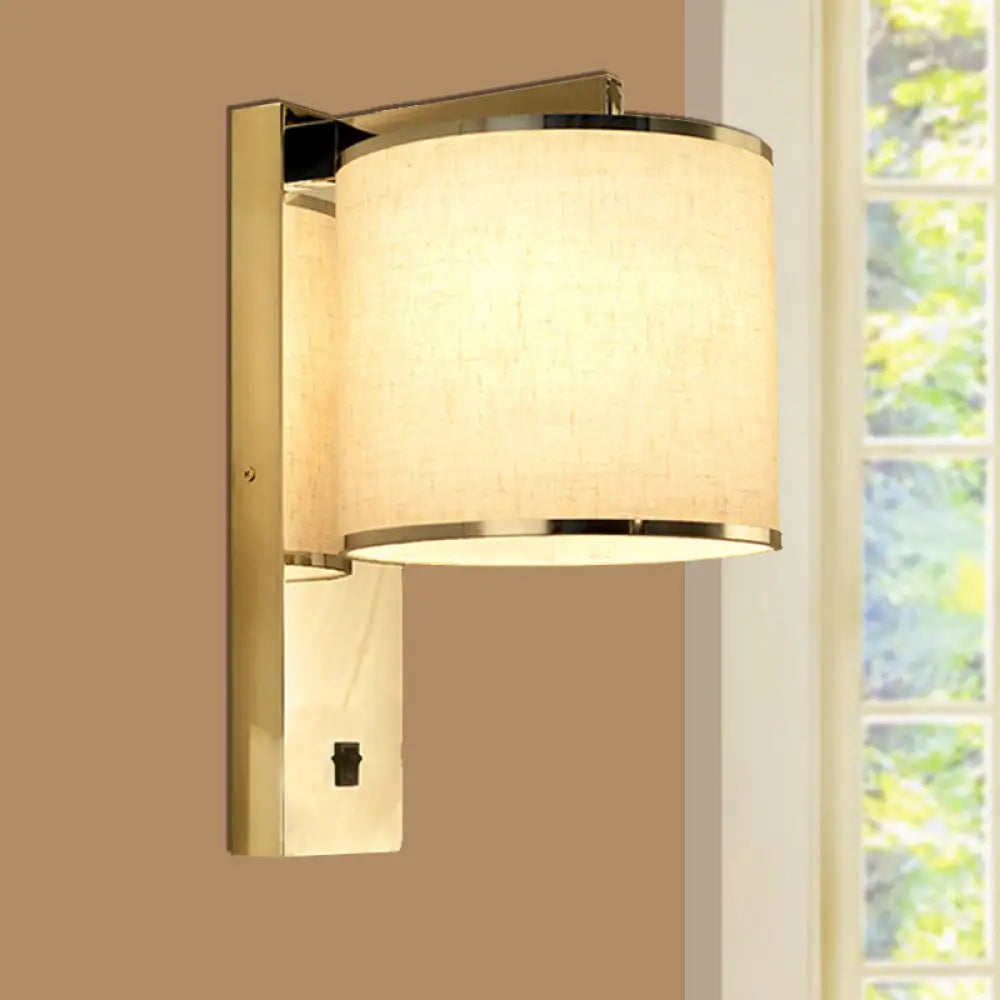 DecorBites™ Modern Fabric LED Wall Sconce Light in Chrome for Living Room
