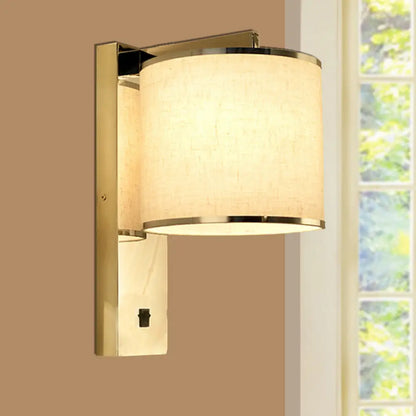 DecorBites™ Modern Fabric LED Wall Sconce Light in Chrome for Living Room