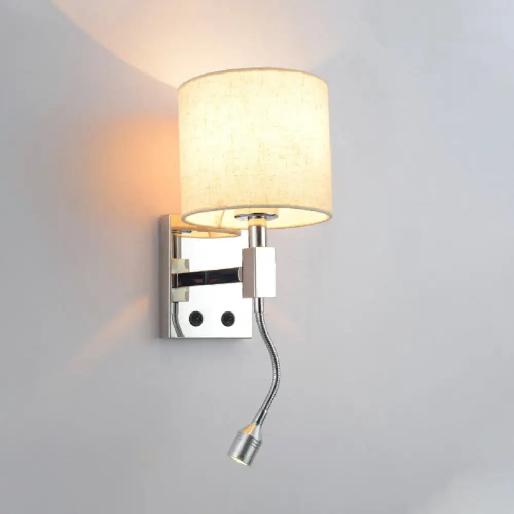 DecorBites™ Modern Fabric LED Wall Sconce Light in Chrome for Living Room
