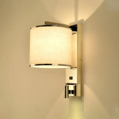 DecorBites™ Modern Fabric LED Wall Sconce Light in Chrome for Living Room