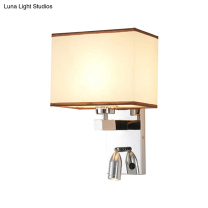DecorBites™ Modern Fabric LED Wall Sconce Lighting with Adjustable Spotlight, Chrome Finish