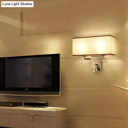 DecorBites™ Modern Fabric LED Wall Sconce Lighting with Adjustable Spotlight, Chrome Finish