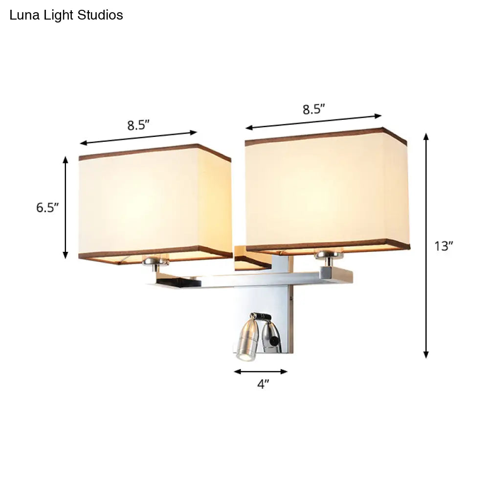 DecorBites™ Modern Fabric LED Wall Sconce Lighting with Adjustable Spotlight, Chrome Finish