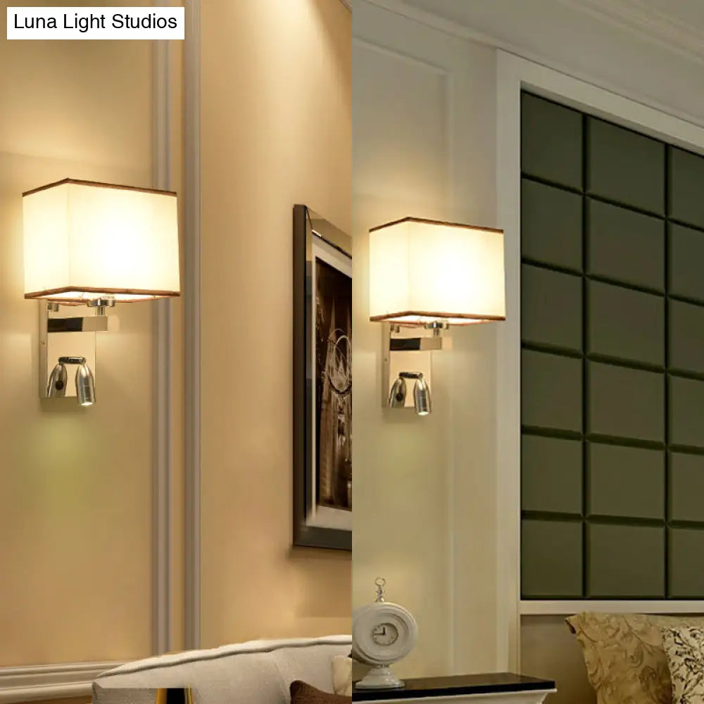 DecorBites™ Modern Fabric LED Wall Sconce Lighting with Adjustable Spotlight, Chrome Finish