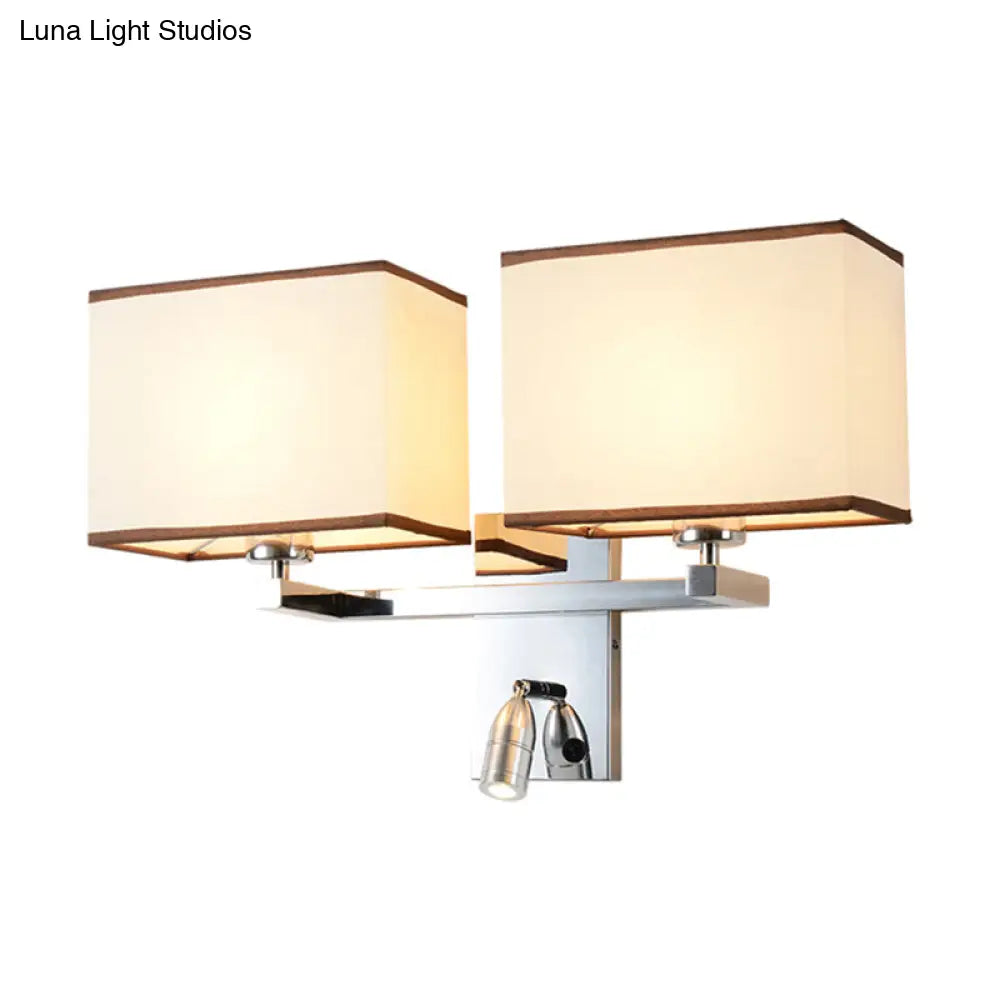 DecorBites™ Modern Fabric LED Wall Sconce Lighting with Adjustable Spotlight, Chrome Finish