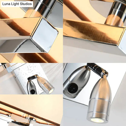 DecorBites™ Modern Fabric LED Wall Sconce Lighting with Adjustable Spotlight, Chrome Finish