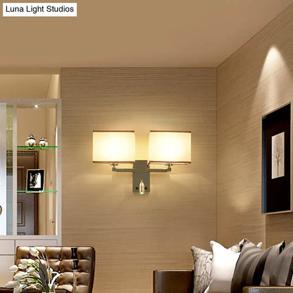 DecorBites™ Modern Fabric LED Wall Sconce Lighting with Adjustable Spotlight, Chrome Finish