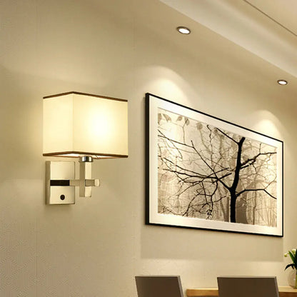 DecorBites™ Modern Fabric LED Wall Sconce Lighting with Adjustable Spotlight, Chrome Finish