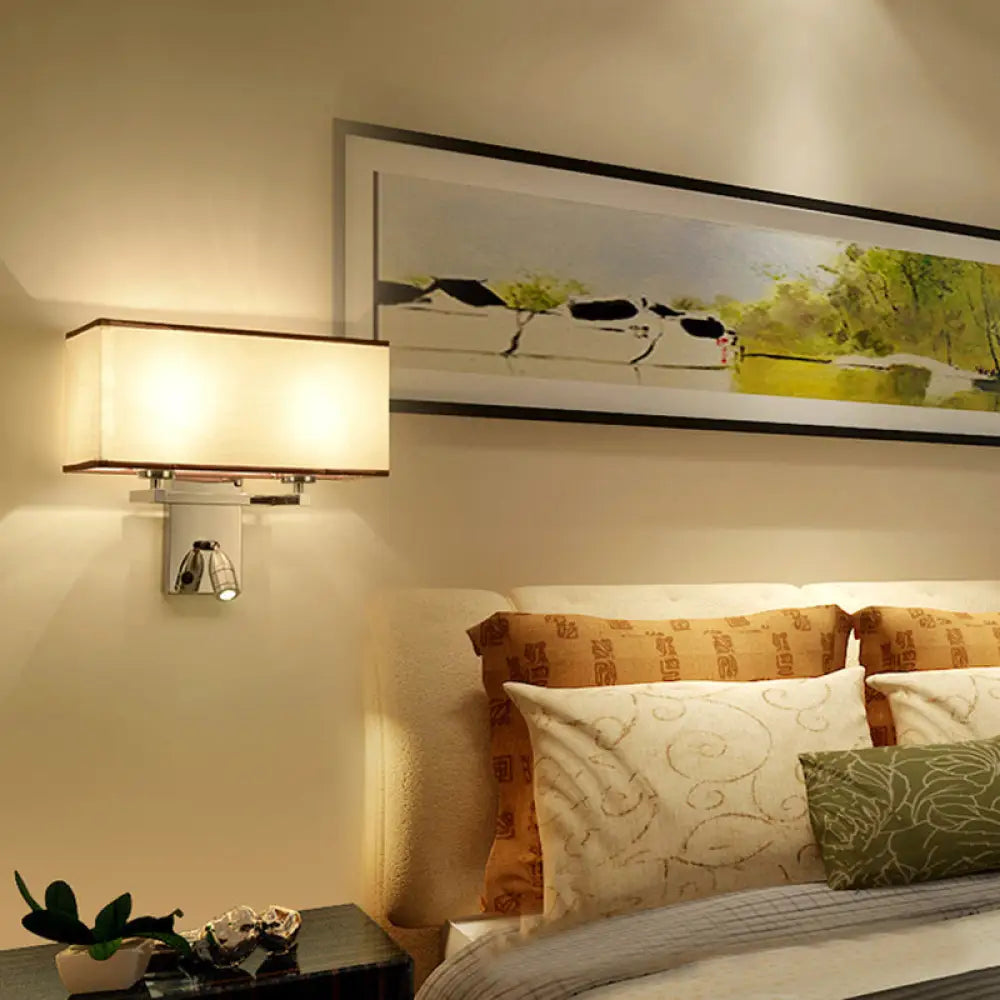 DecorBites™ Modern Fabric LED Wall Sconce Lighting with Adjustable Spotlight, Chrome Finish