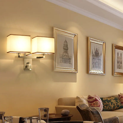 DecorBites™ Modern Fabric LED Wall Sconce Lighting with Adjustable Spotlight, Chrome Finish
