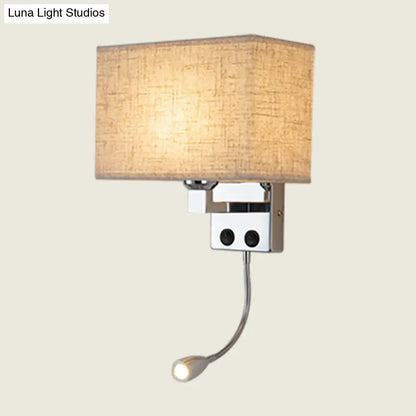 DecorBites™ Modern Fabric Rectangle Spotlight Wall Lamp - Nordic Style, 1-Light, Black/Flaxen/Beige, Wall Mounted Fixture