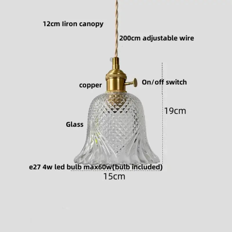 Modern faceted clear glass pendant lamp kitchen knob switch